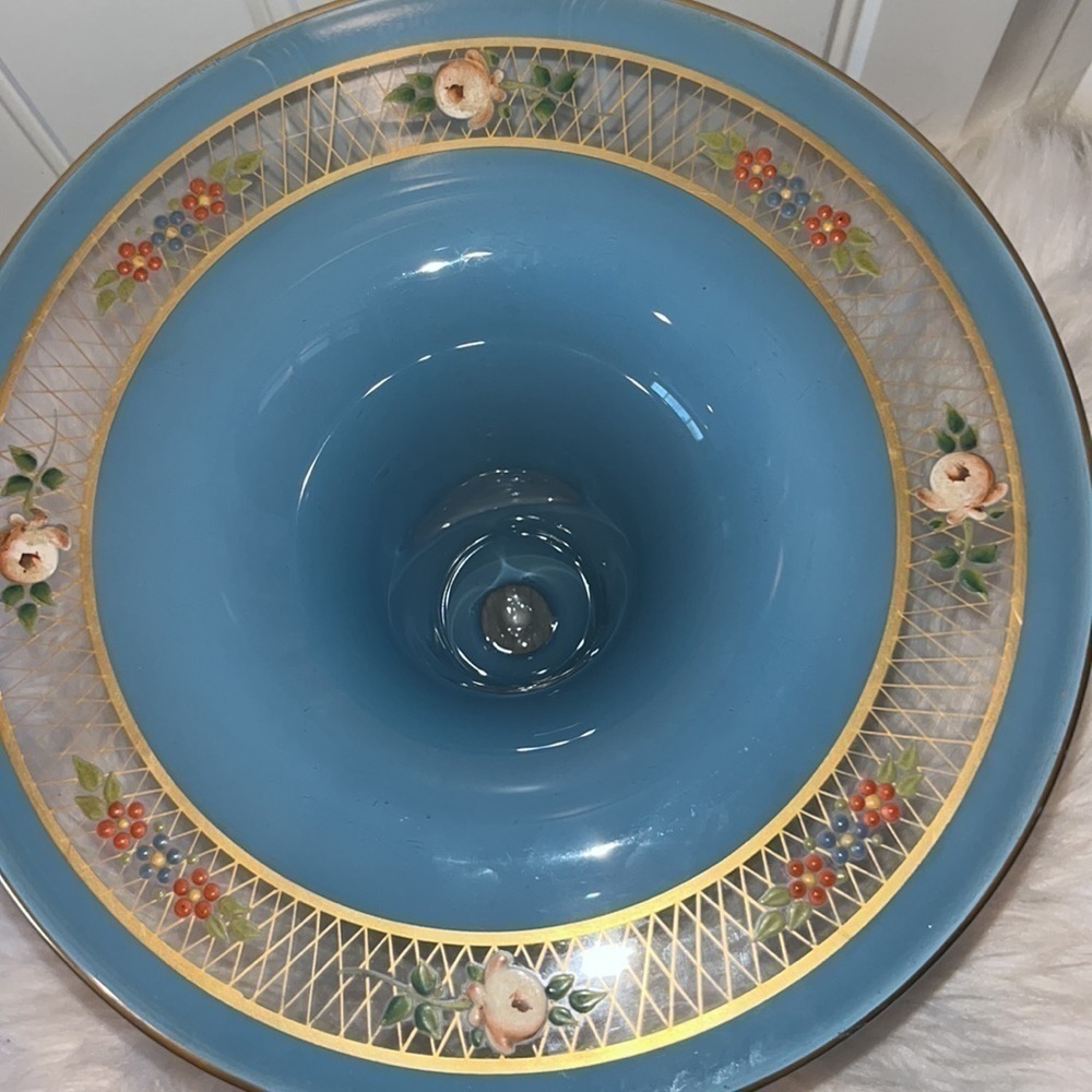 WESTMORLAND (unsigned) beautiful blue floral pedestal vase vintage - Picture 12 of 14